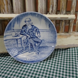 Vintage Delft L&#39;Absinthe Trinket Dish: Boch Belgium Bar Scene
