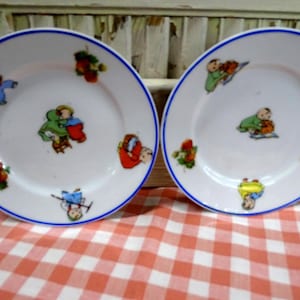 Antique Rudolstadt Porcelain Baby Plates: Happifats Nursery Decor (Set of Two)