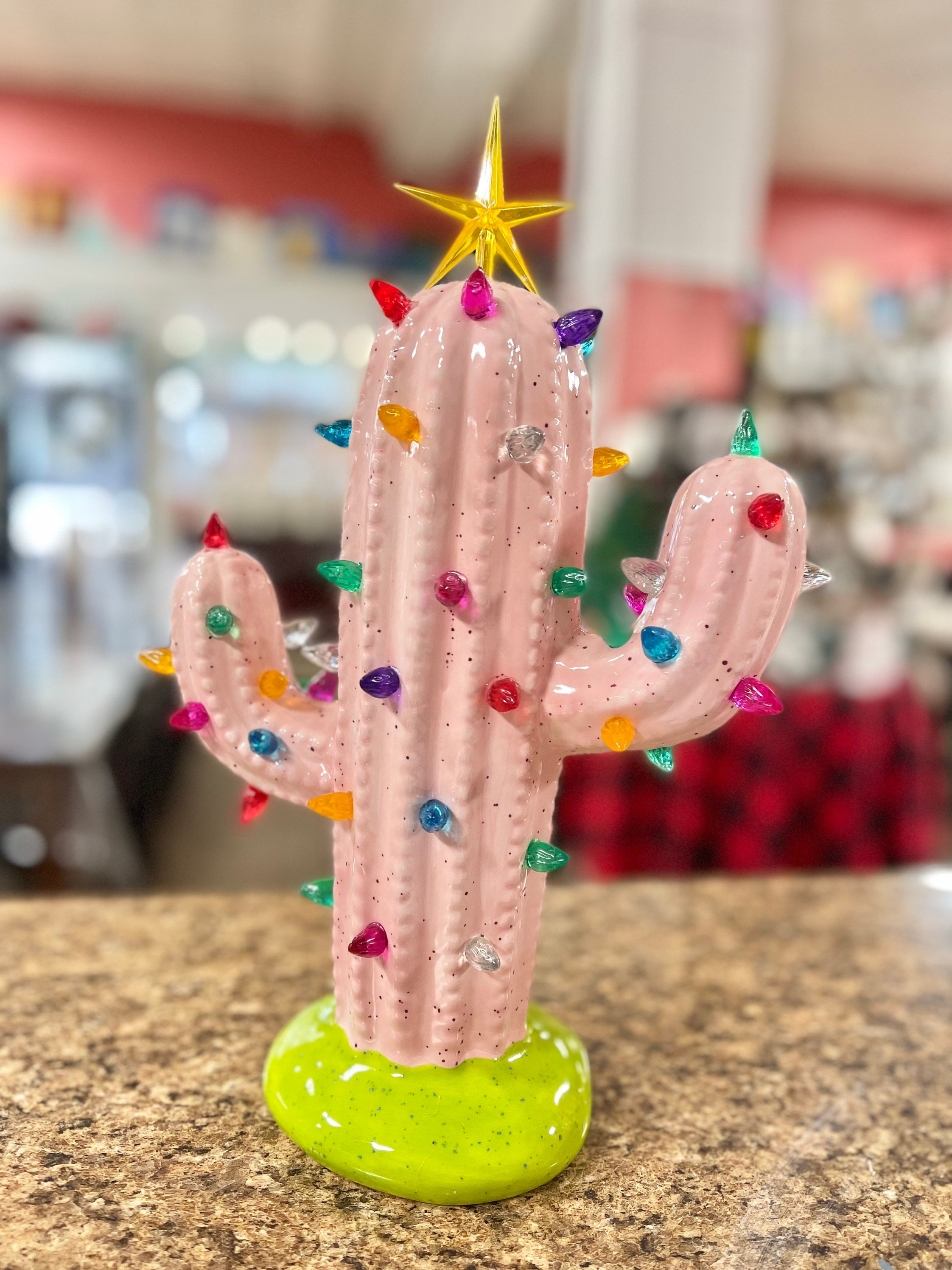 Ceramic Light up Modern Cactus Christmas Tree Vintage 10.5 Etsy
