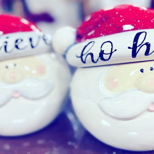 Santa Head Hat Cookie Jar Large Christmas Decor Centerpiece 8.5 Inches Holiday Family shops Gift