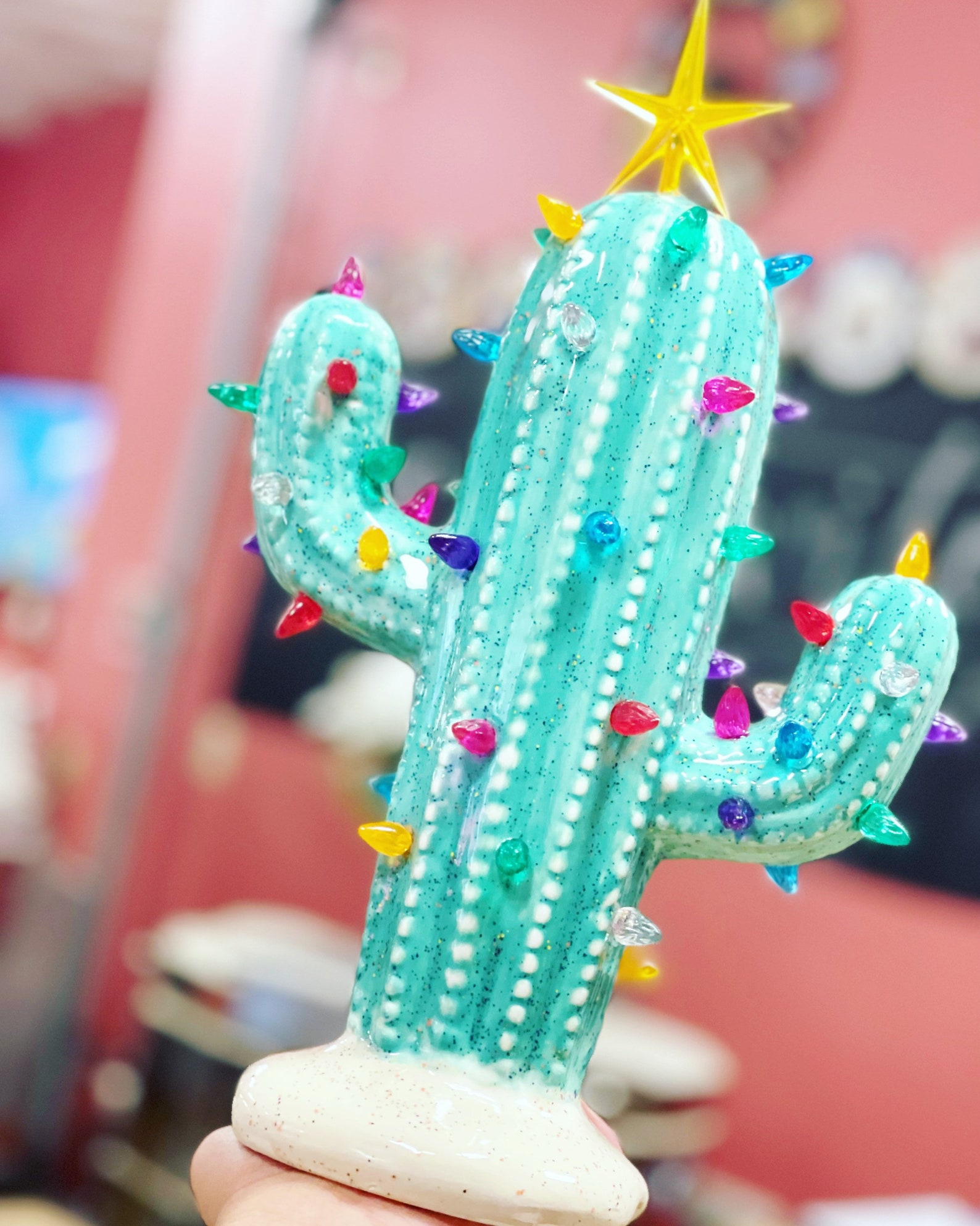 Ceramic Light up Modern Cactus Christmas Tree Vintage 10.5 Etsy