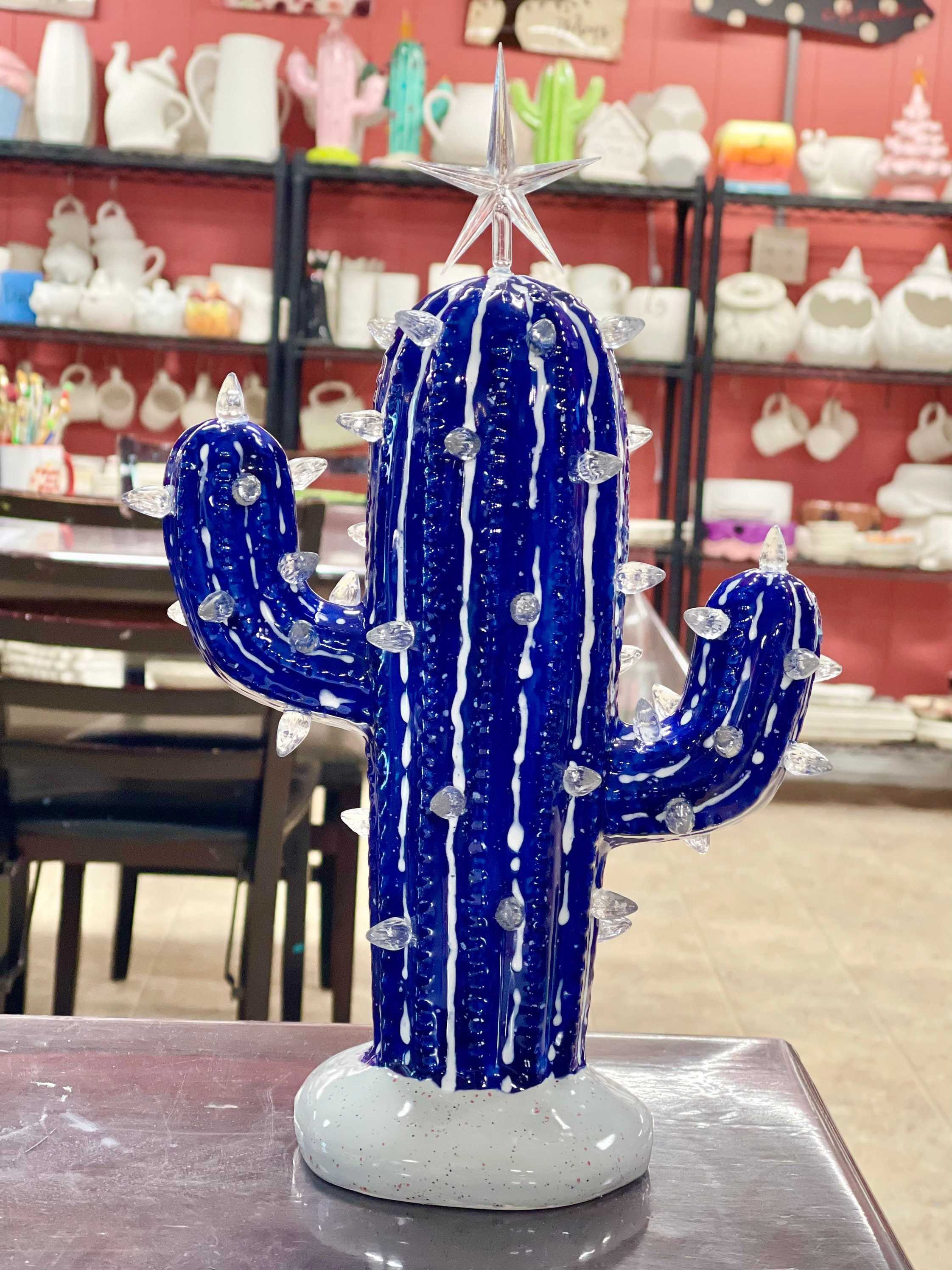 Ceramic Light up Modern Cactus Christmas Tree Vintage 10.5 Etsy