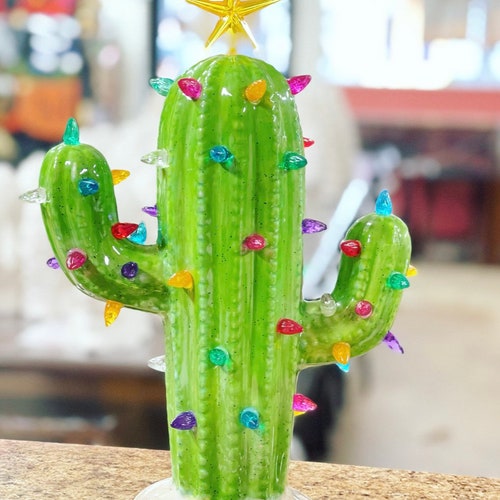 Ceramic Light up Modern Cactus Christmas Tree Vintage 10.5 Etsy
