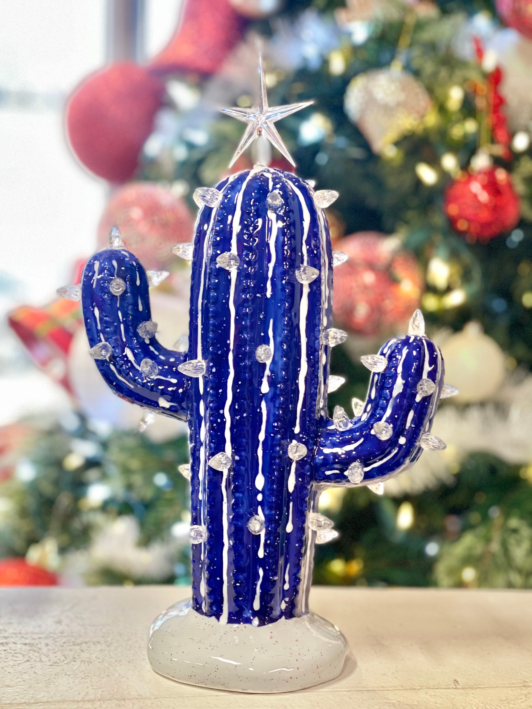 Ceramic Light up Modern Cactus Christmas Tree Vintage 10.5 Etsy