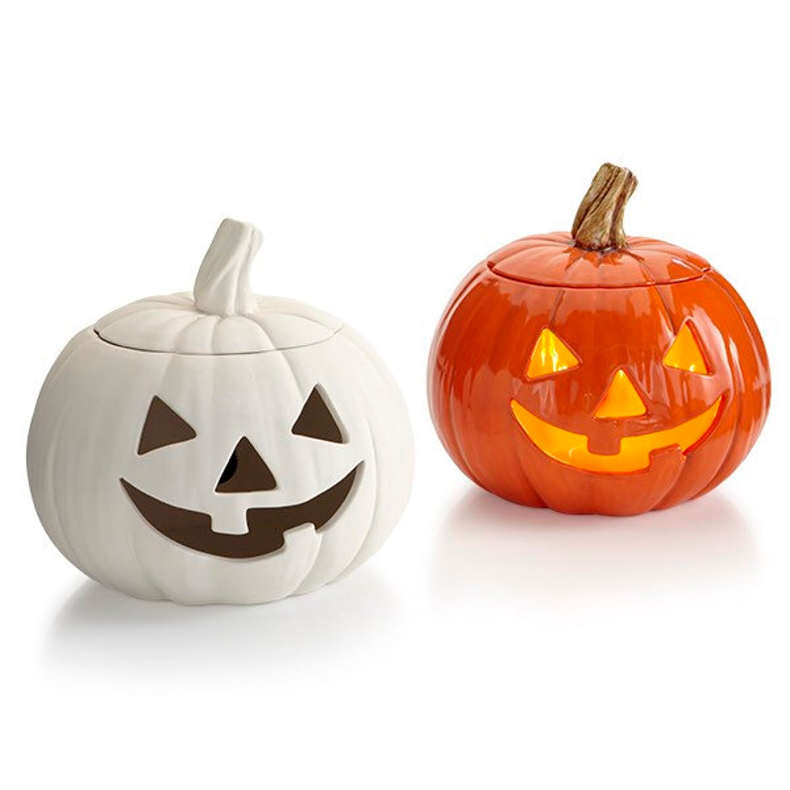 Pumpkin Jack O Lantern Light Up Ceramic Lantern Lamp Halloween Etsy