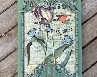 Handcrafted, vintage style canvas decoupage, wall decor, decoupage wall hanging, decorative wall art , unique gift, wall accent