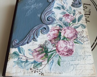 Handcrafted Decoupage Wooden Box, Flowers Decoupage Decorative Box ...