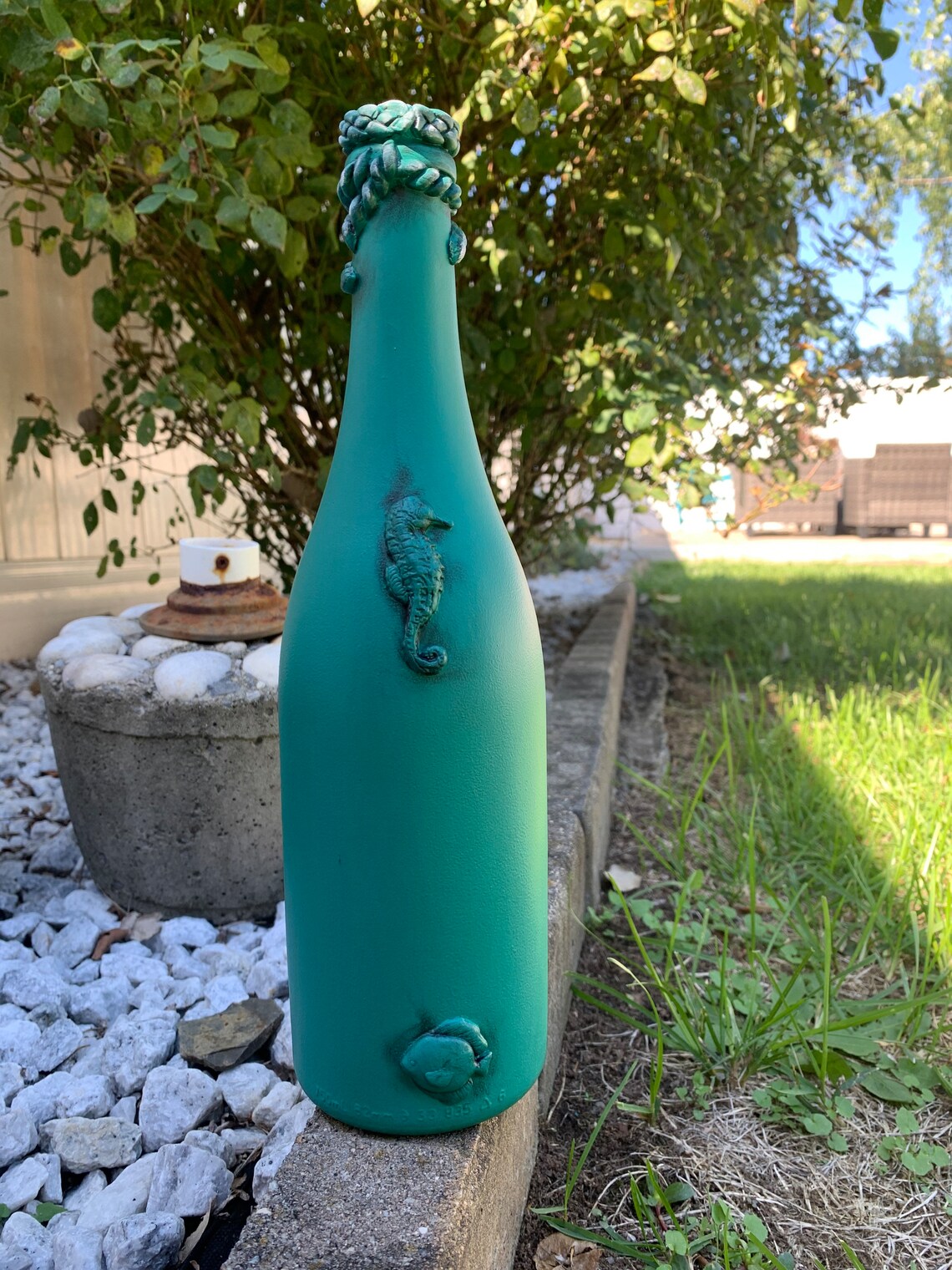 Handcrafted Nautical Decoupaged Bottle Sea Theme Decorative Etsy