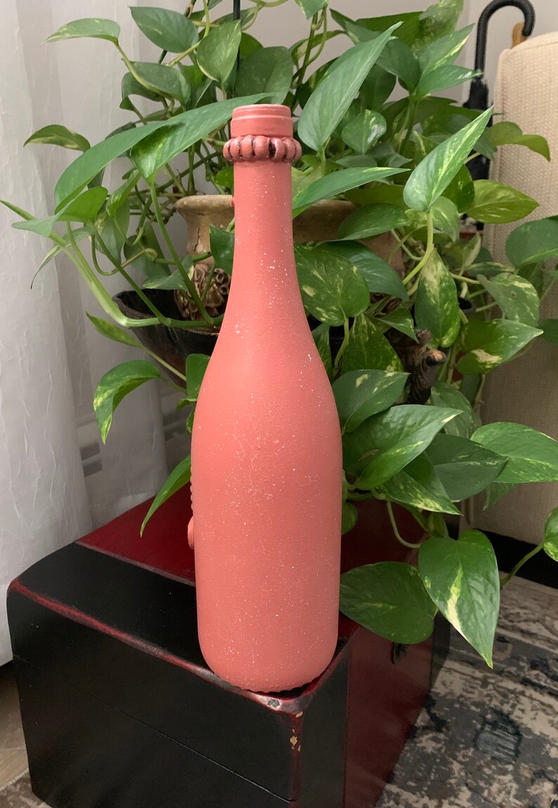 Hand Painted Decoupage Glass Bottle Roses Decoupage Bottle Etsy