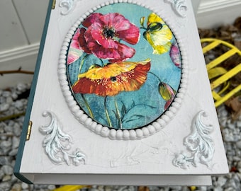 Handcrafted Decoupage Wooden Box, Flowers Decoupage Decorative Box ...