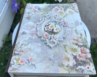 手作りの花柄デコパージュ木箱：記念品ジュエリー収納 - Etsy 日本