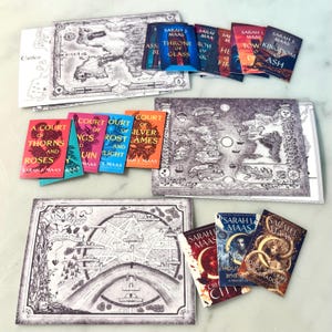Conjunto de adesivos para capa de livro e mapa - Série selecionada - Sarah J. Maas, ACOTAR, TOG, Crescent City