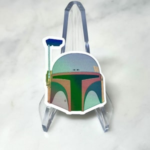 Kopfgeldjäger Helm - Holographischer Vinyl Aufkleber