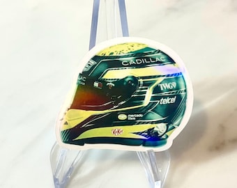 Casco Sergio Pérez - Selección de temporadas de carreras: 2026 y 2024 - Adhesivo holográfico de vinilo resistente al agua
