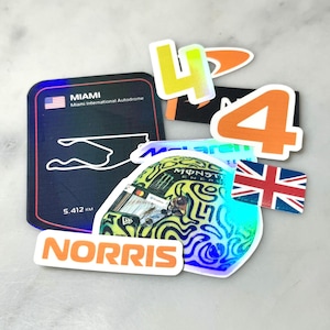 Conjunto Lando Norris - 9 adesivos de vinil holográficos