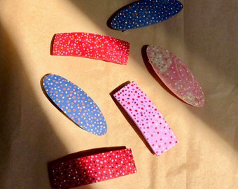 Polka Dot Clay Barrette / Polymer Clay Hair Clip / Barrette Francese