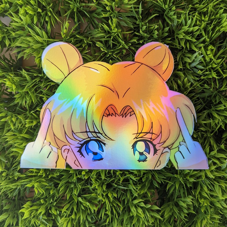 Moon Car Peeker Sticker decal 4x5 HoloGraphic
