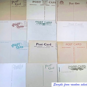 May include: A collection of vintage postcards with the word "Post Card" printed on each. The postcards are in various styles and colors, with some featuring decorative borders and illustrations.