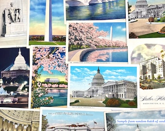 Cartes postales anciennes de Washington D.C. NON FABRIQUÉES (sélection aléatoire dans un sac)