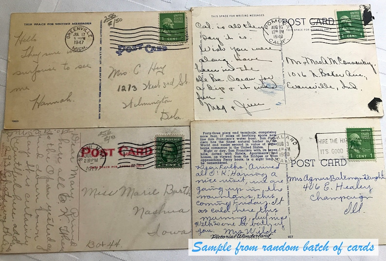 25 antique and vintage postcards random lot from the 1920s through '80s. Genuine originals, various states & U.K. afbeelding 5