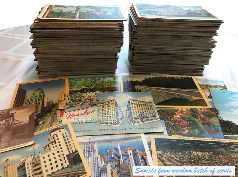 25 antique and vintage postcards random lot from the 1920s through '80s. Genuine originals, various states & U.K. afbeelding 1