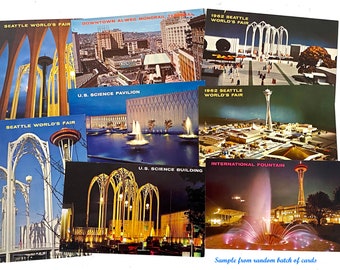 Cartes postales de l'exposition universelle de Seattle de 1962 UNPOSTMARKED - vintage Seattle (sélection aléatoire de sacs à main)