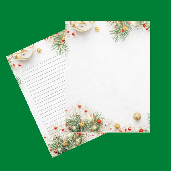 Christmas Garland Printable Stationary, Digital Download