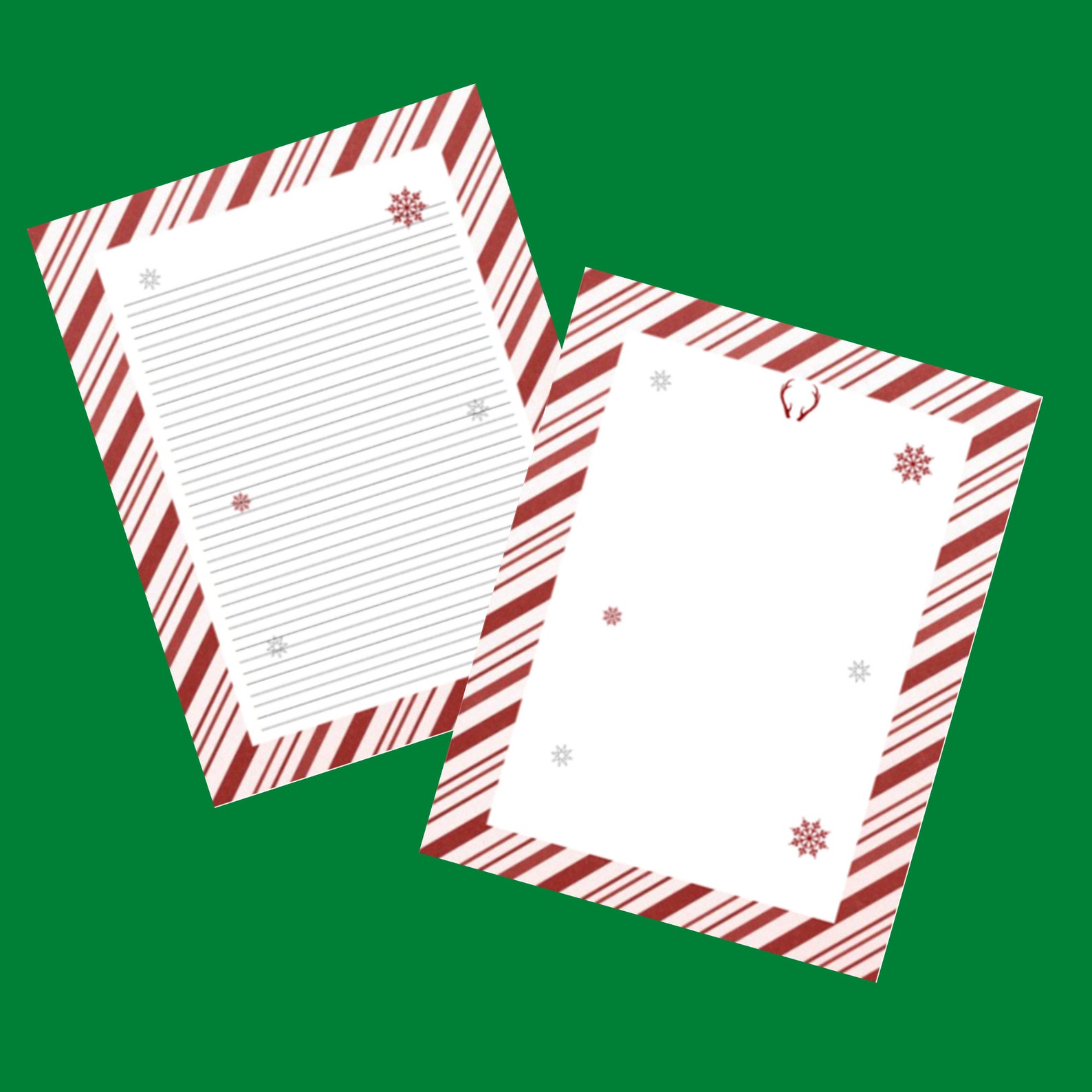 Holiday Candy Cane Printable Stationary I Christmas Printable Etsy