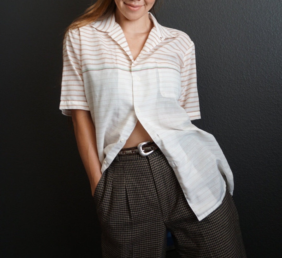 Peter England ヴィンテージ Vintage 70s Peter England - Cream With Retro Light Brown and