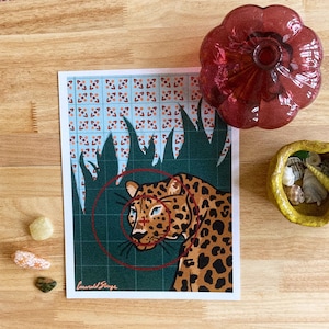 Endangered Amur Leopard, Illustration, Physical Art Print, tiger, jungle, wildlife