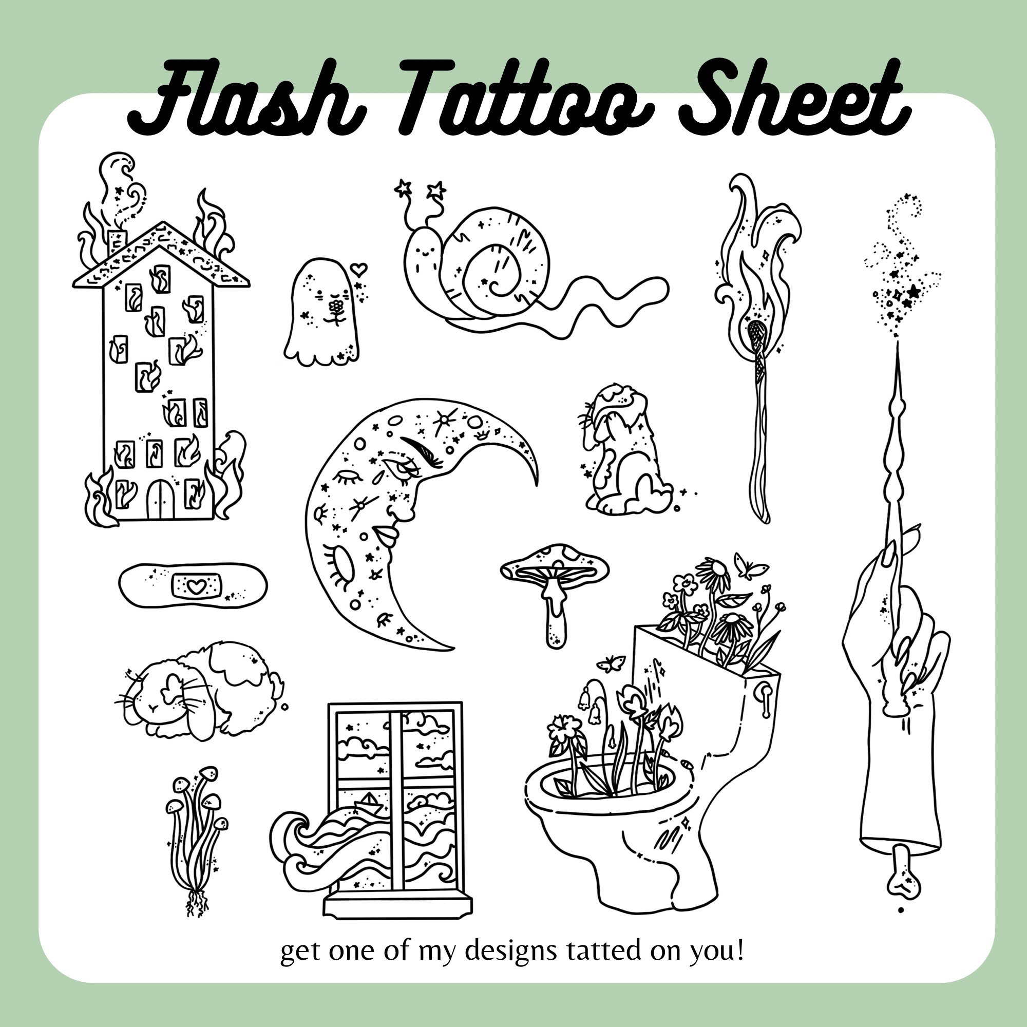 This is my third flash sheet of tattoo designs and theyre just getting  weirder and weirder  rfunny