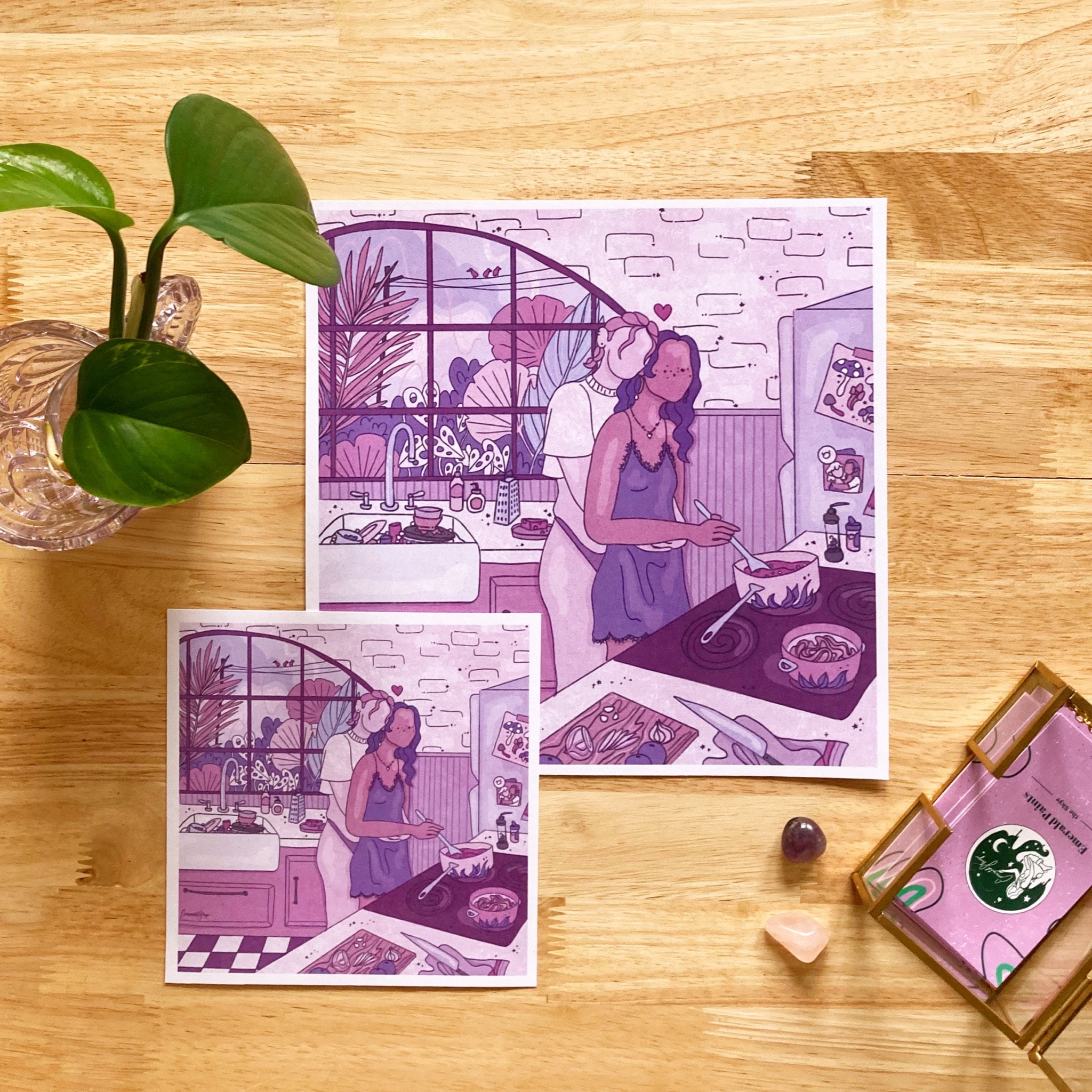 Quality Time, Queer Love Sprachkunst, lesbische Kunst, sapphische Kunst, lgbtq Wohndekor, Illustration Fine Art Print