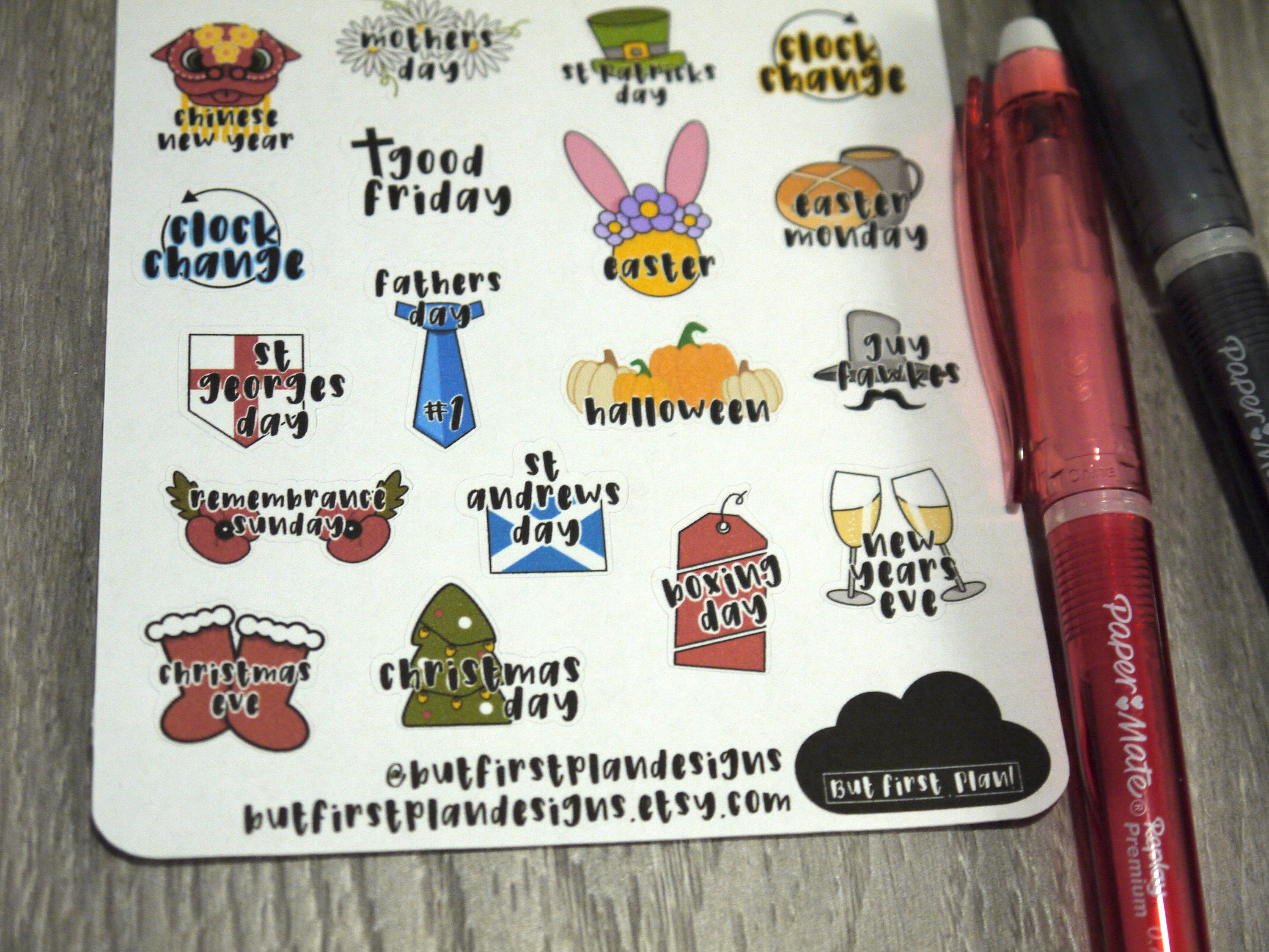 UK Holidays Annual Calendar Event Planner Stickers Etsy