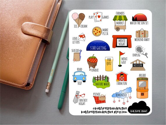 Date Night Ideas Planner Stickers For Planners Bullet Journals Scrapbooking Erin Condren Happy Planner Filofax Date Night Ideas Planner Stickers For Planners Bullet Journals Scrapbooking Erin Condren Happy Planner Filofax