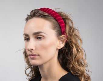 Red Velvet Headband - Headbands for Women - Padded Headband - Made in the USA - Velvet Headband - Headbands Red