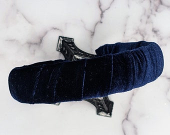 Navy Blue Velvet Headband - Headbands for Women-Padded Headband-Made in the USA-Velvet Headband-Headbands Blue