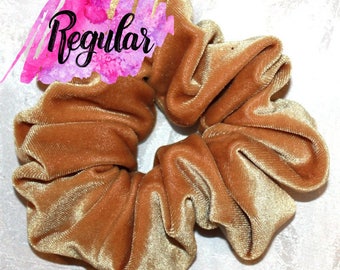 Gold Velvet Hair Scrunchie  - ChouChous - Velvet Scrunchies - Hair Scrunchies -  Hair Accessories - 6 month warranty - Made in USA