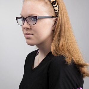 leopard velvet padded headband modeled
