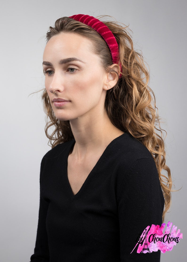 Red Velvet Headband Headbands for Women Padded Headband Etsy