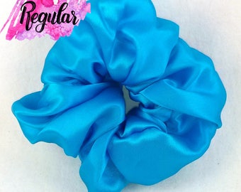 Radiate Glamour and Style: Turquoise Silk Charmeuse Scrunchie - Luxurious 100% Silk Hair Scrunchie - 6 Sizes - Handcrafted in the USA