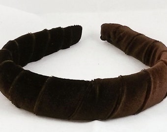 Chocolate Brown Velvet Headband - Padded Headband - Headbands for Women - Made in the USA - 6 Month Warranty