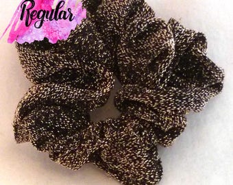 Radiate Glamour and Style: Marcasite Sparkly Hair Scrunchie - 6 Month Warranty - Black Gold Scrunchie with Mesmerizing Sparkles