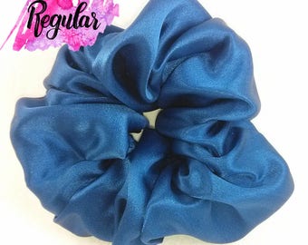 Sapphire Blue Silk Charmeuse Hair Scrunchie - ChouChous - 100% Silk Scrunchies - 6 Sizes - Elegant Hair Accessory - 6 Month Warranty