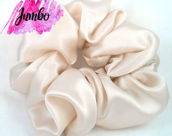 Champagne Silk Charmeuse Scrunchies - Hair Scrunchie - 6 Sizes - Silk Scrunchie - 6 Month Warranty - Made in the USA