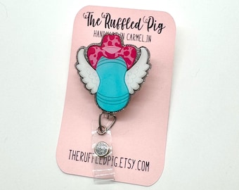 Flying Cowgirl Peanut Ball Retractable Badge Reel, Labor and Delivery Nurse ID Holder, L&D, Nurse Gift, Funny Badge Reel, OB doc key card