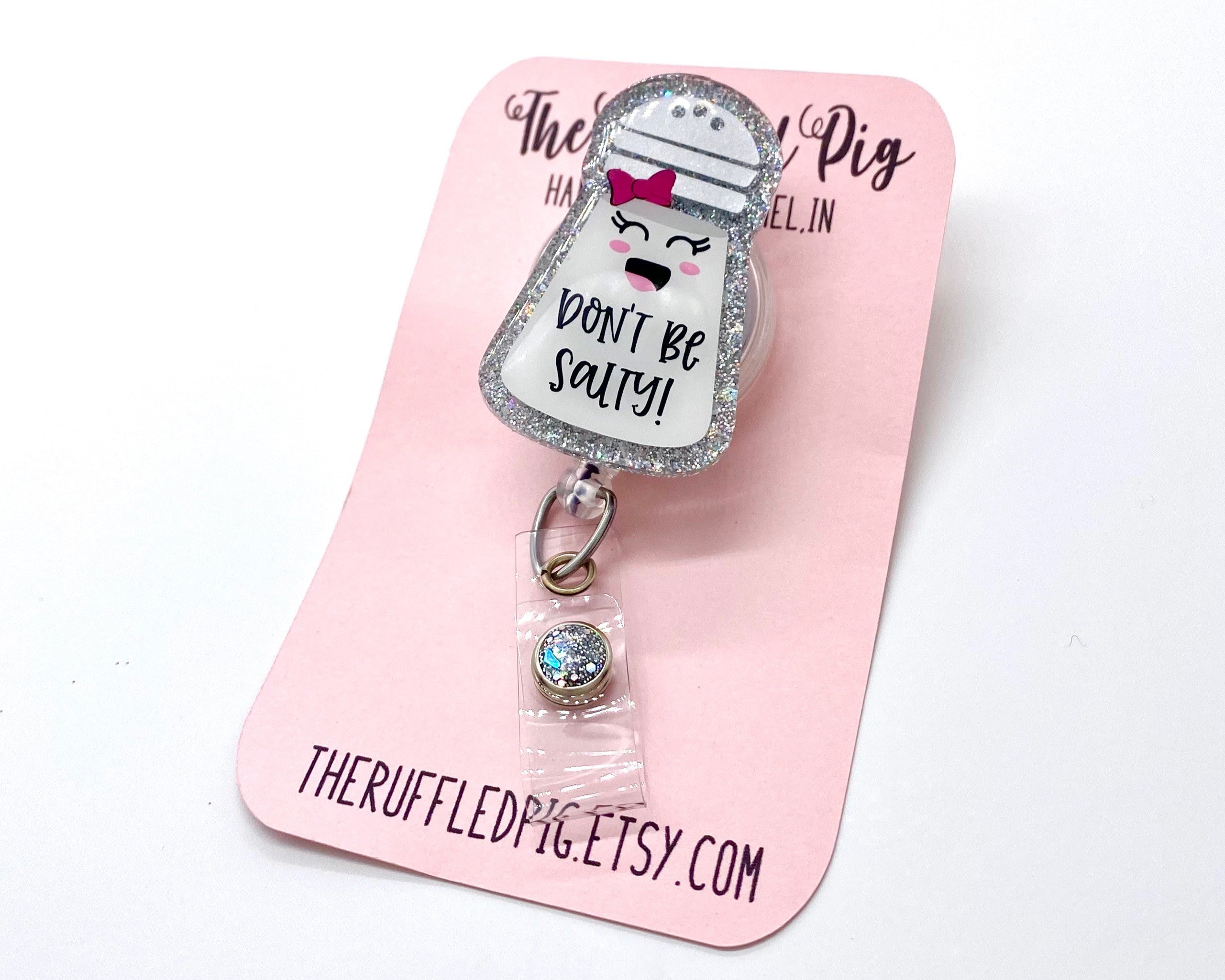 Don’t Be Salty Retractable Badge Reel, RN ID Holder, Cute Acrylic Bad…
