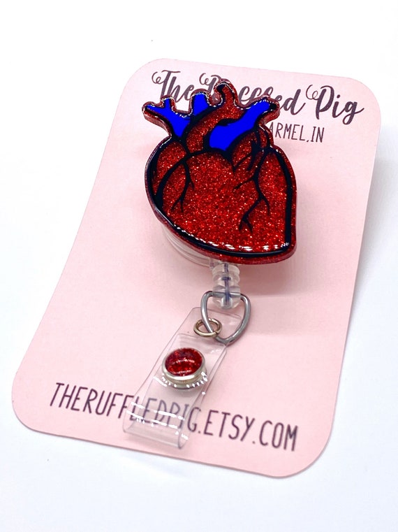 Badge Reel Nurse Anatomical Heart Retractable Badge Reel