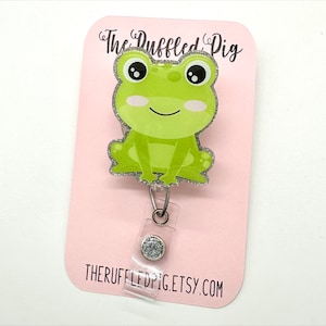 Frog Ribbit Retractable Badge Reel, Nurse ID Holder, RN Key Card, Teacher Lanyard, School Science Gift, Office Staff, Ecology, Summer