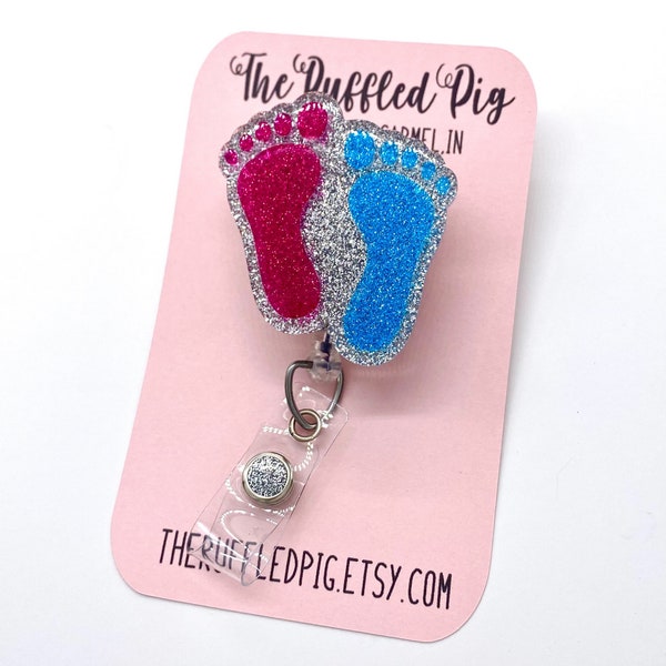 Baby Feet Badge Reel: Lanyard, clip, carabiner, teacher lanyard. Nurse ID Holder, Labor and Delivery Gift, NICU, Perinatal Nursing, RN gift