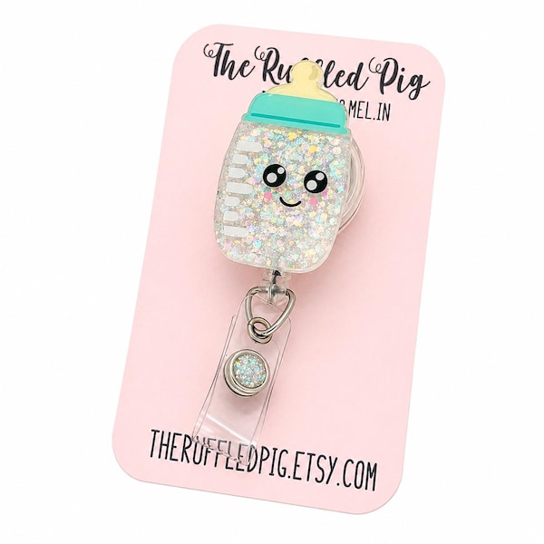 Baby Bottle Badge Reel: Lanyard, clip, carabiner, NICU, Labor and Delivery Nurse ID Holder, rn Gift, Perinatal Nursing Staff, Pediatrics